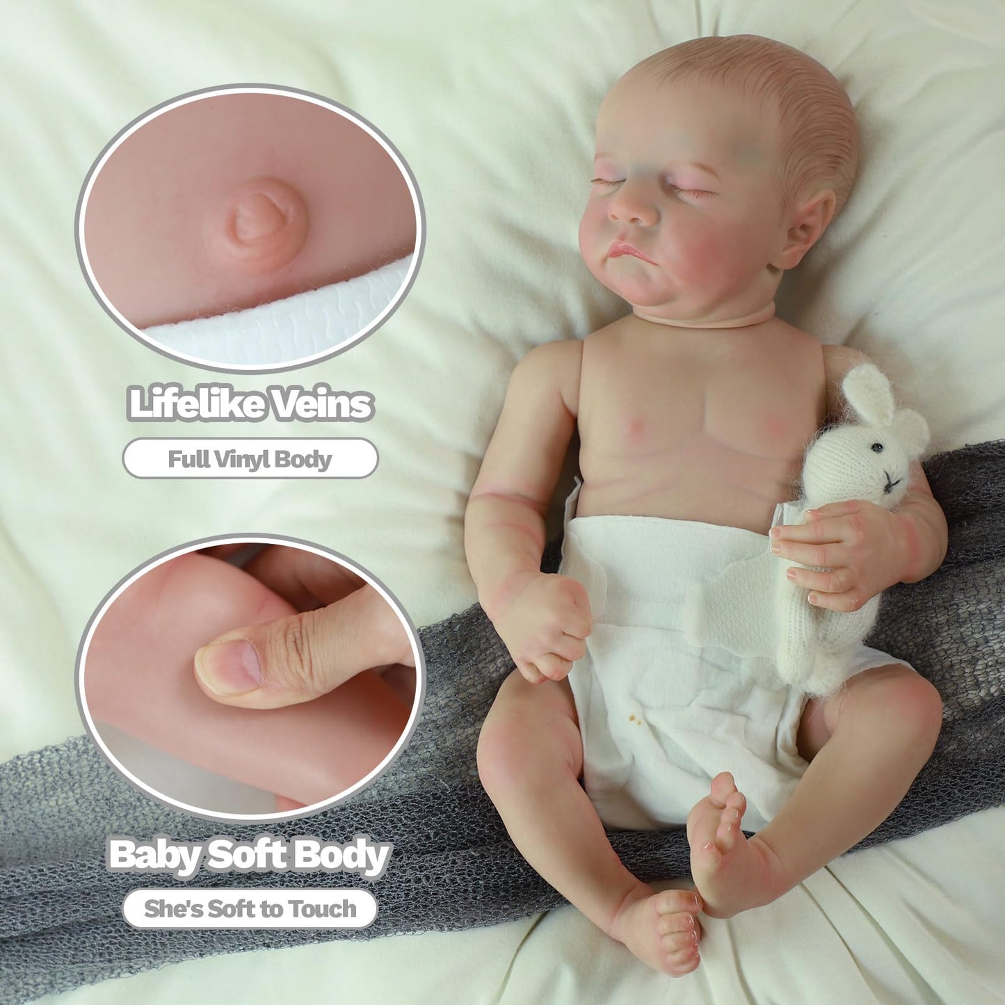 SCOM 18 Realistic Reborn Baby Doll - Lifelike Anatomically Correct Vinyl Baby Girl for Kids Age 3+, Perfect Gift in Levi Color