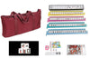 Hndtek American Mahjong Set - Red Burgundy Soft Bag - 166 White Engraved Tiles, 4 All-In-One Rack/Pushers Western Mah Jongg Game Set