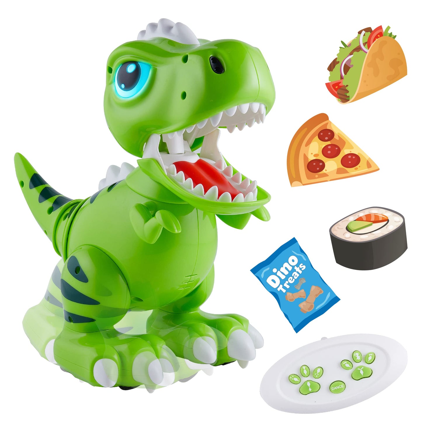 Robo Pets T-Rex Dinosaur Toy For Boys And Girls- Remote Control Robot Toy With Led Light Eyes, Interactive Hand Motion Gestures, Stem Programmable Treats Toys, Walking, Dancing Robot Dinosaur For Kids