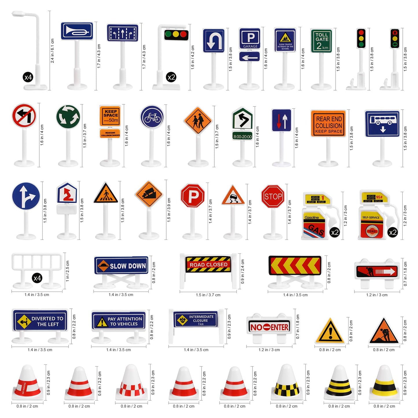 Toddmomy 56Pcs Traffic Road Signs Playset Street Signs, Mini Traffic Cones Crosswalk Signal Toys Traffic Lights for Children Saf