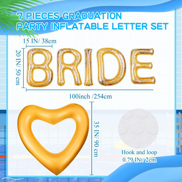 Junkin Bachelorette Pool Floats 20 Inch Rose Gold Heart Float And 5 Inflatable Bride Letter Pool For Party Decoration Summer Swi