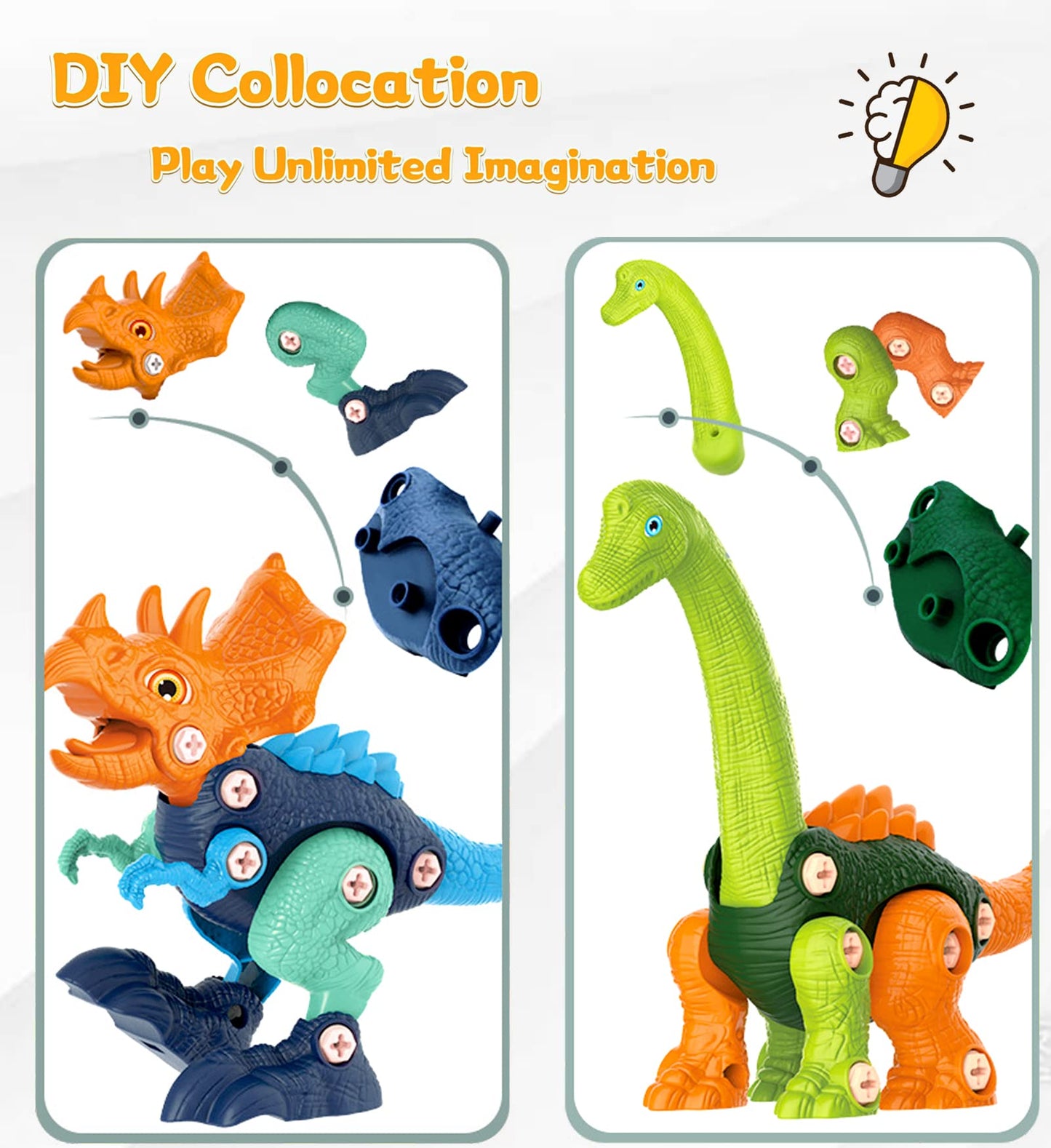 HAFUZIYN Dinosaur Toys for Kids, 4 Pack Take Apart Dinosaur Toys with Electric Drill for 3 4 5 6 7 8Year Old Boys and Girls, STE