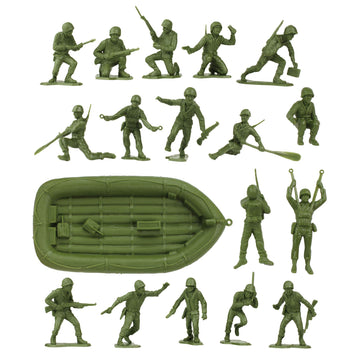 BMC Toys Plastic Army Men - 31pc OD Green WWII Figures, Model BMC-48573, Made in USA