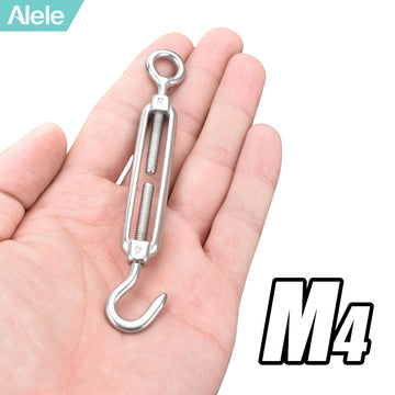 10Pcs M4 Turnbuckles,Alele Clothesline Tightener,Stainless Steel 304 Turnbuckle,Suitable for Tighten Taut Rope (M4 Turnbuckles 1