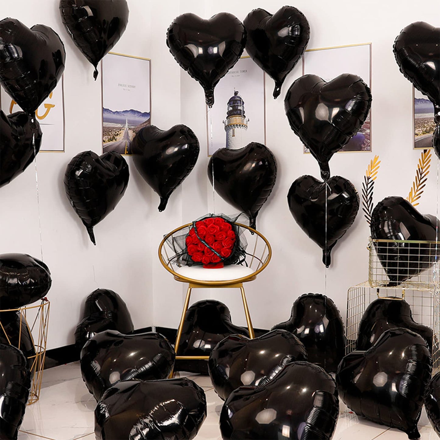 30 Pcs Black Heart Balloons 18In Foil Heart Shaped 18 Inch Balloons Helium Mylar Balloons Foil Balloon Decoration For Women Girl