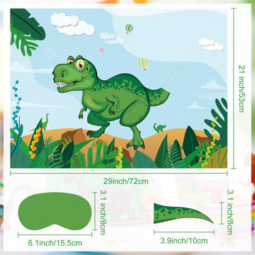 Neburora Pin The Tail On The Dinosaur With 24 Pcs Tails, Dinosaur Theme Party Games Dino Birthday Christmas Party Supplies