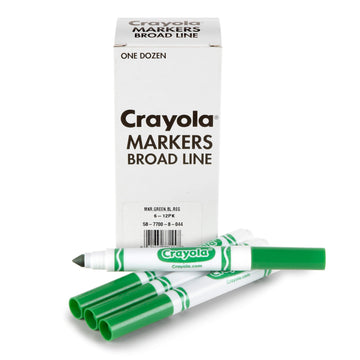 Crayola Broad Line Markers - Green (12Ct), Markers For Kids, Bulk School Supplies For Teachers, Nontoxic, Marker Refill With Reusable Box