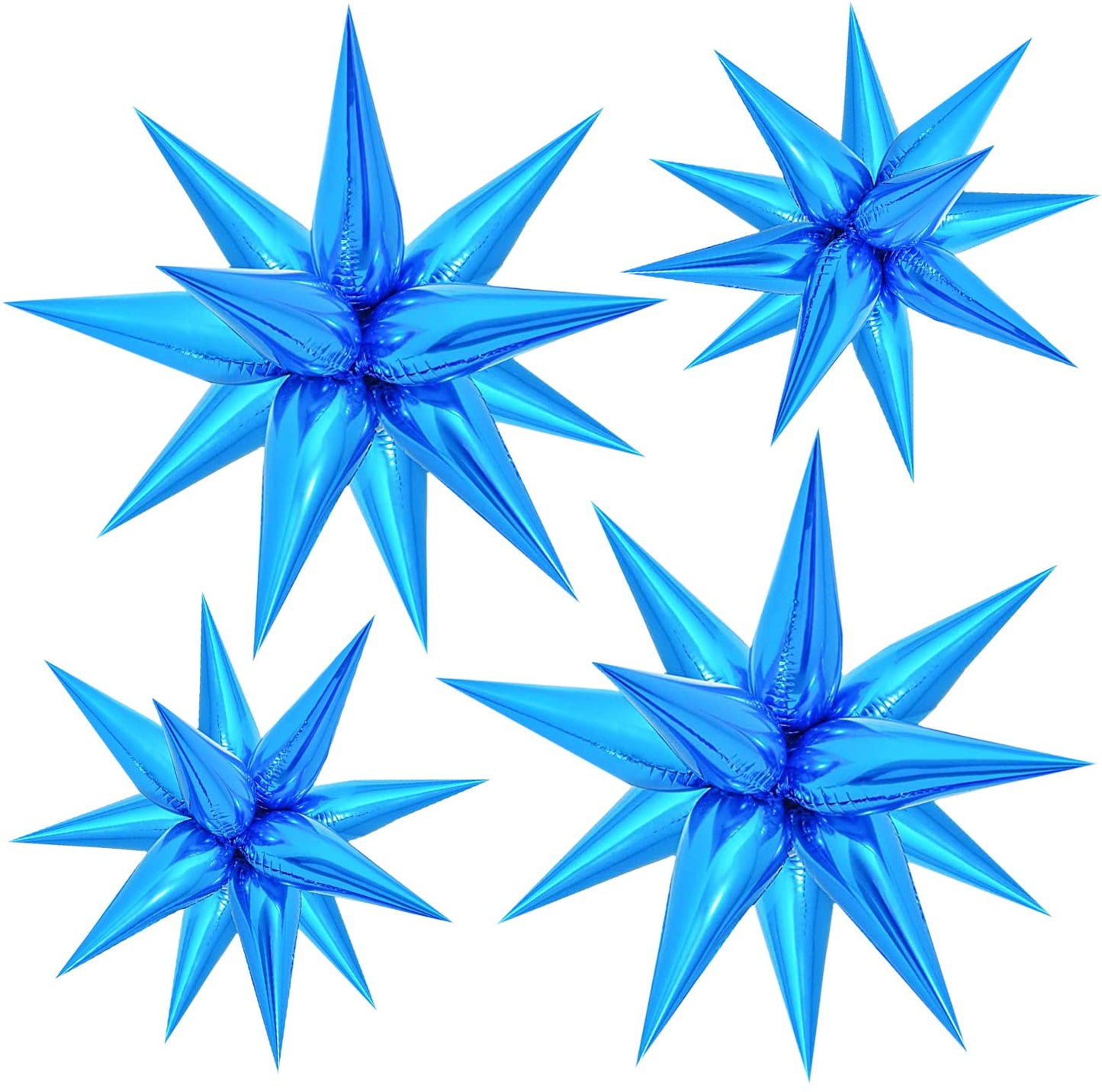 Funtoob Blue Star Balloons Metallic Star Foil Balloons Birthday Balloons Blue Star Cone Balloons Starburst Balloon Spike Balloon