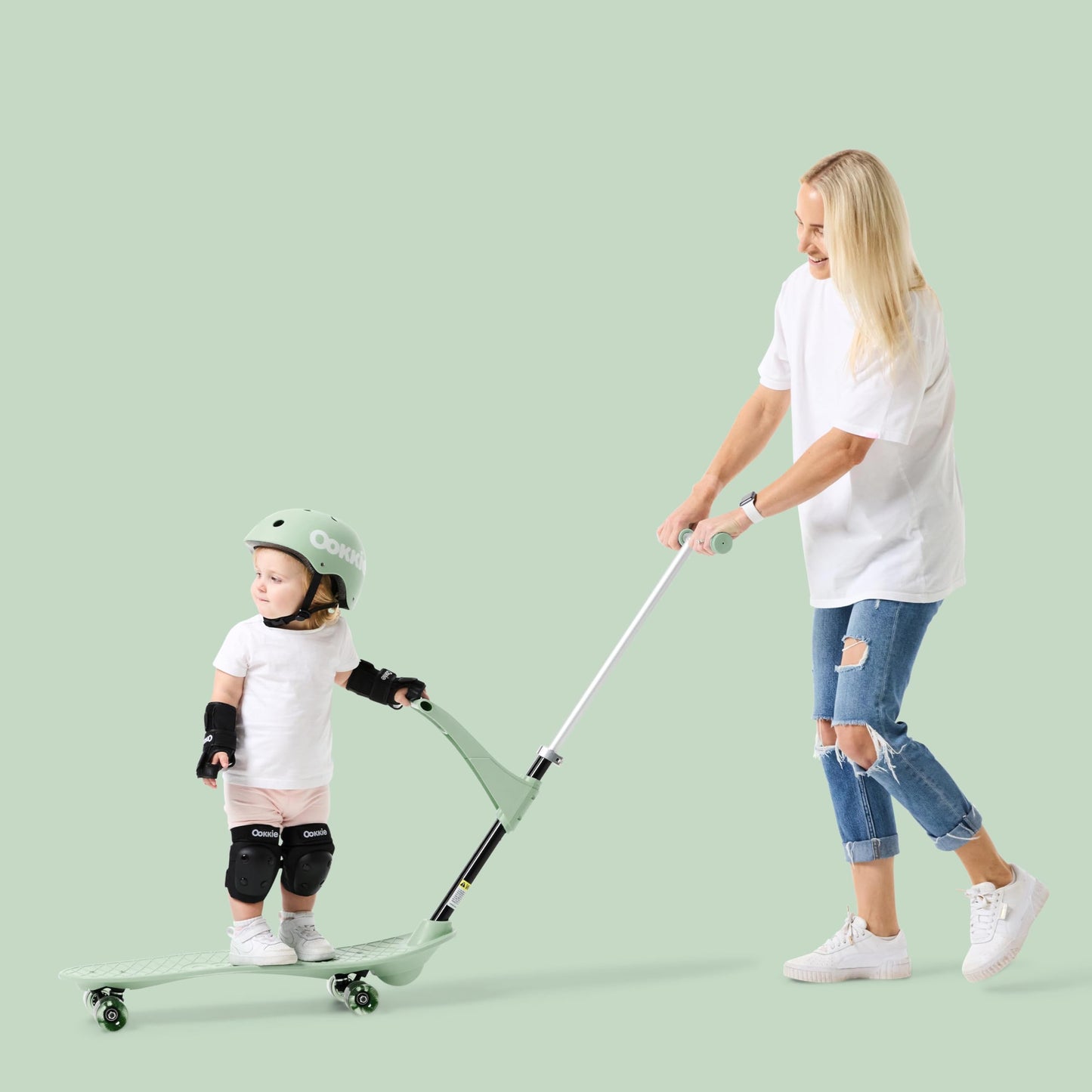 Ookkie Kids Learner Skateboard - 4-in-1 Balance Development, Sage Color, Easy Setup, Perfect Gift Idea