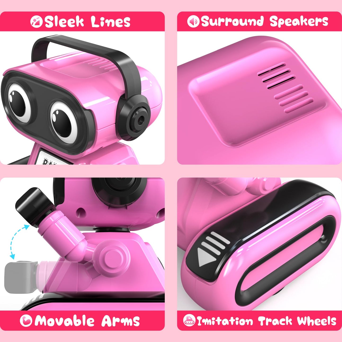 beefunni Smart Robot Toys for Girls 4-10,with LED Eyes, Auto-Demo, Rechargeable,Recording, Music -Perfect Christmas Birthday Gif