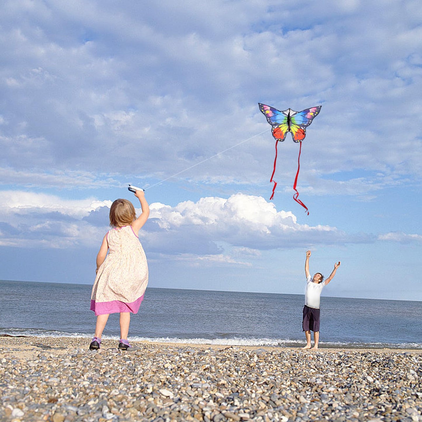 Butterfly Kite For Kids & Adults Easy To Fly, 55'' X 28'' Large Single Line Kites For The Beach, Easy Flying Kite Comes With 300
