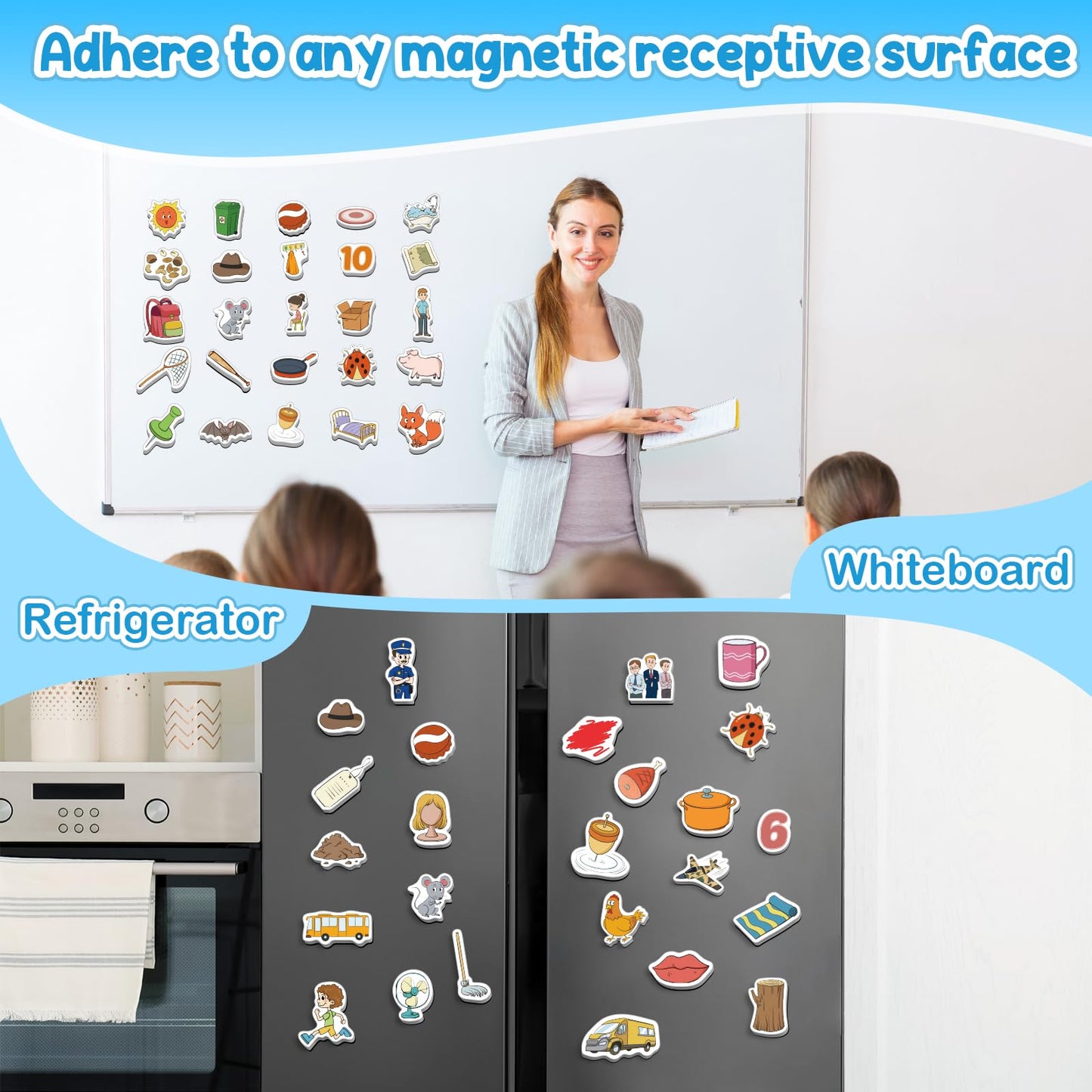 Kasfalci Cvc Word Games,50 Magnetic Foam Objects,Fridge Magnets For Kids,Speech Therapy Toys For Toddler,Learn To Read Spelling
