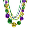 Mardi Gras Bead Necklaces Jumbo Assorted Styles Metallic Round Multi Colors Costume Necklace for Events and Party Favor Novelty,