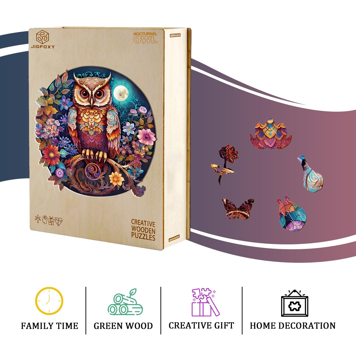 Jigfoxy Wooden Puzzles for mature-themeds Owl Wood Puzzles mature-themed Unique Animal Shape Wooden Jigsaw Puzzles Birthday Gifts for Puzzles Lovers Family Friend (XL-17.3 * 17.3in-563pcs)
