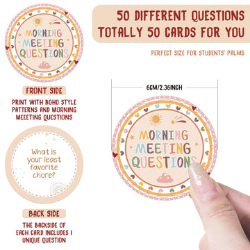50 Morning Meeting Chips Questions Cards For Students, Questions Ideas Cards Conversation Starter For Classroom Icebreaker Activity Improve Communication Listening Vocabulary Skill Supplies