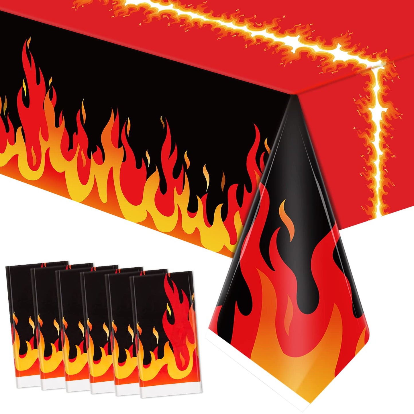 Fire Heroes Table Cloth Firefighter Themed Birthday Party Supplies Plastic Firefighter Table Cover Flame Theme Firefighter Table