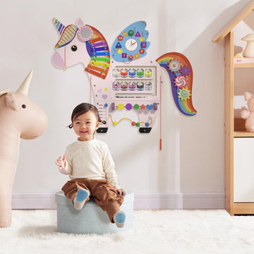 Spacocld Unicorn Activity Wall Busy Board Panels - Sensory Wall Panel For Kids, Montessori Toddler Wall Activity Board, Wall Toy