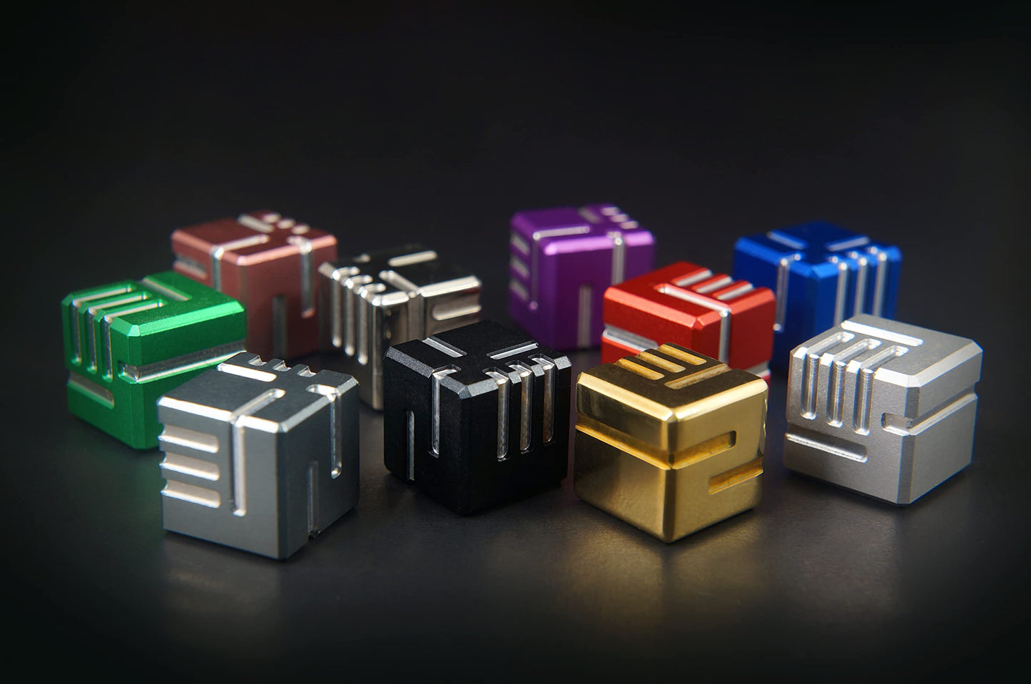 AKO DICE I - Brass- Custom Metal dice Version 1 16mm D6 Game dice with Redesign Concept. (Brass)