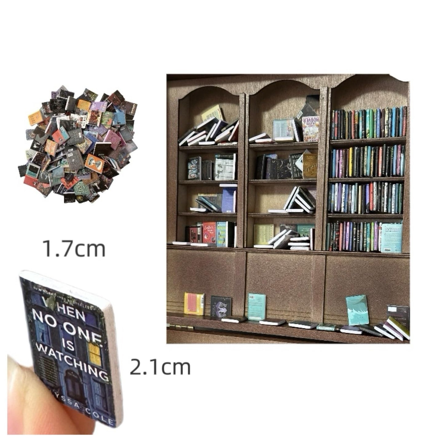 Mini Books for Anxiety Bookshelf, 200/300 PCS Mini Books Model Without Repetition, DIY Crafting, Dollhouse Decor, Accessories Mi
