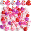 24 Pcs 2 Inch Valentine Rubber Duckies Bulk Valentine'S Day Small Heart Rubber Ducks For Pool Bathtub Toys Classroom Prizes Birt