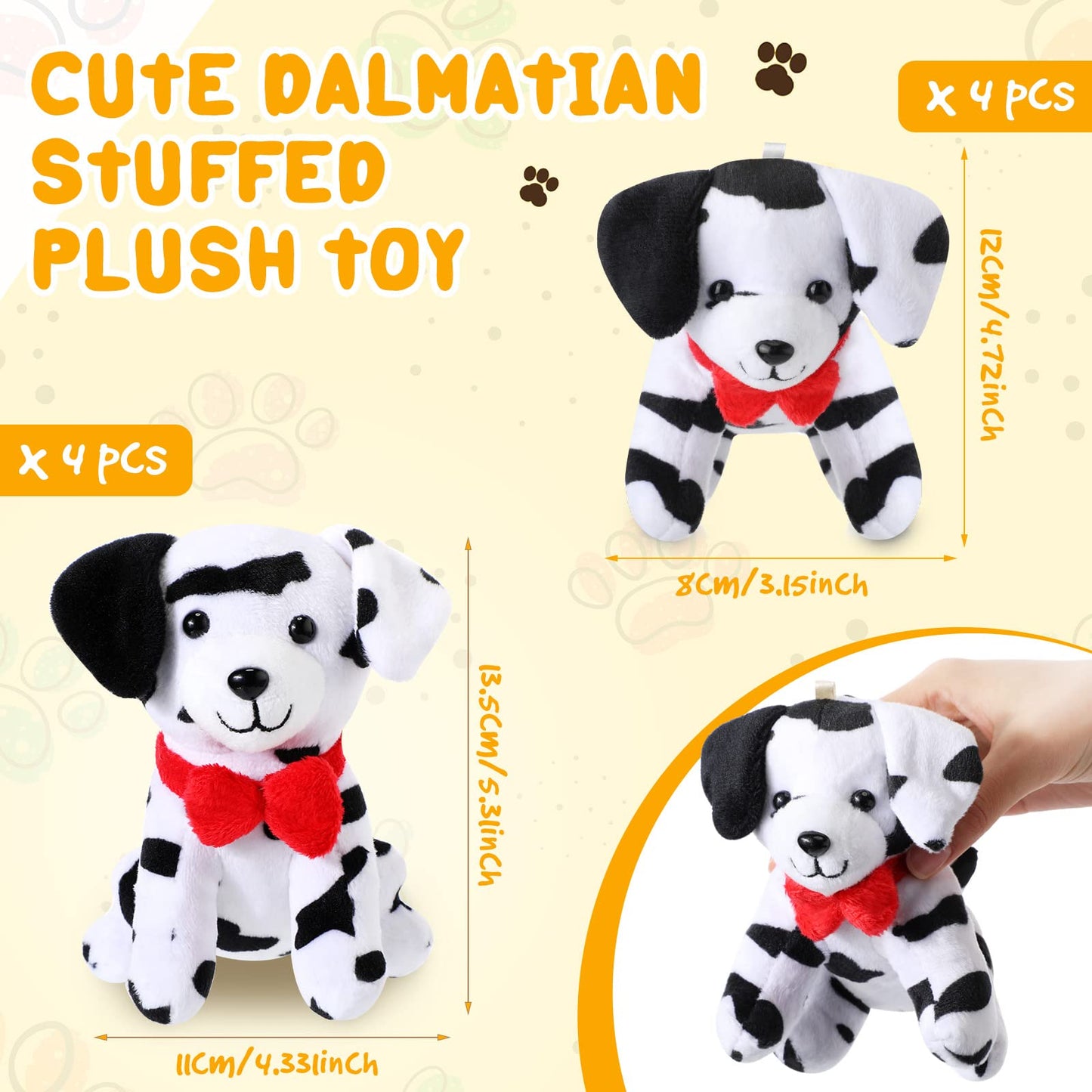 Hungdao 8-Pack Plush Dalmatian Stuffed Animals, 4.8 Inch, Black & White, Party Favors, Carnival Prizes, Keychain, Birthday Gifts