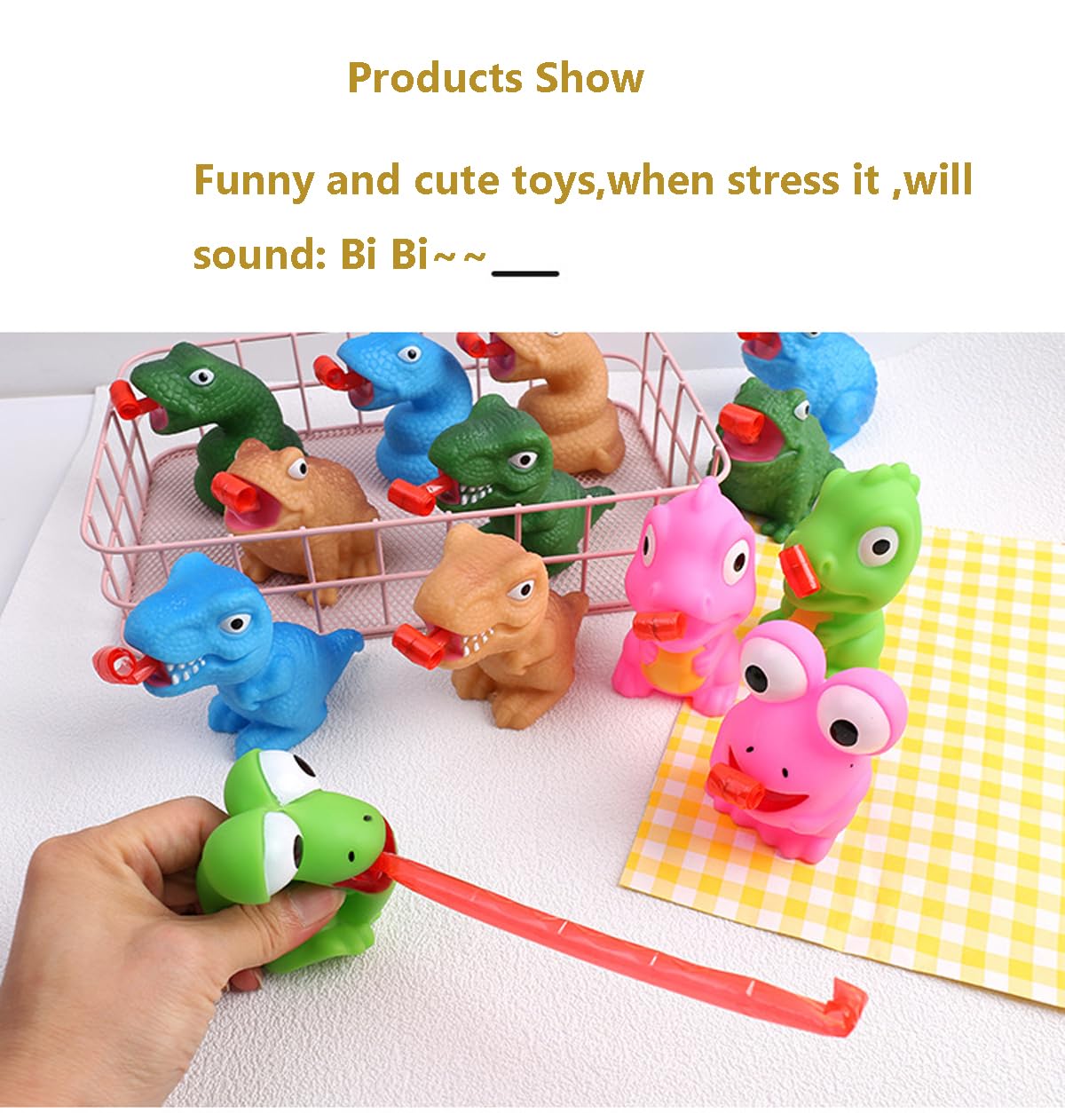 Lbkkc Dinosaur Stress Toys Tongue Sticking Out, Creative Party Favor, Novelty Relief Squeeze Toys Funny Gags Gifts For Kids Adul