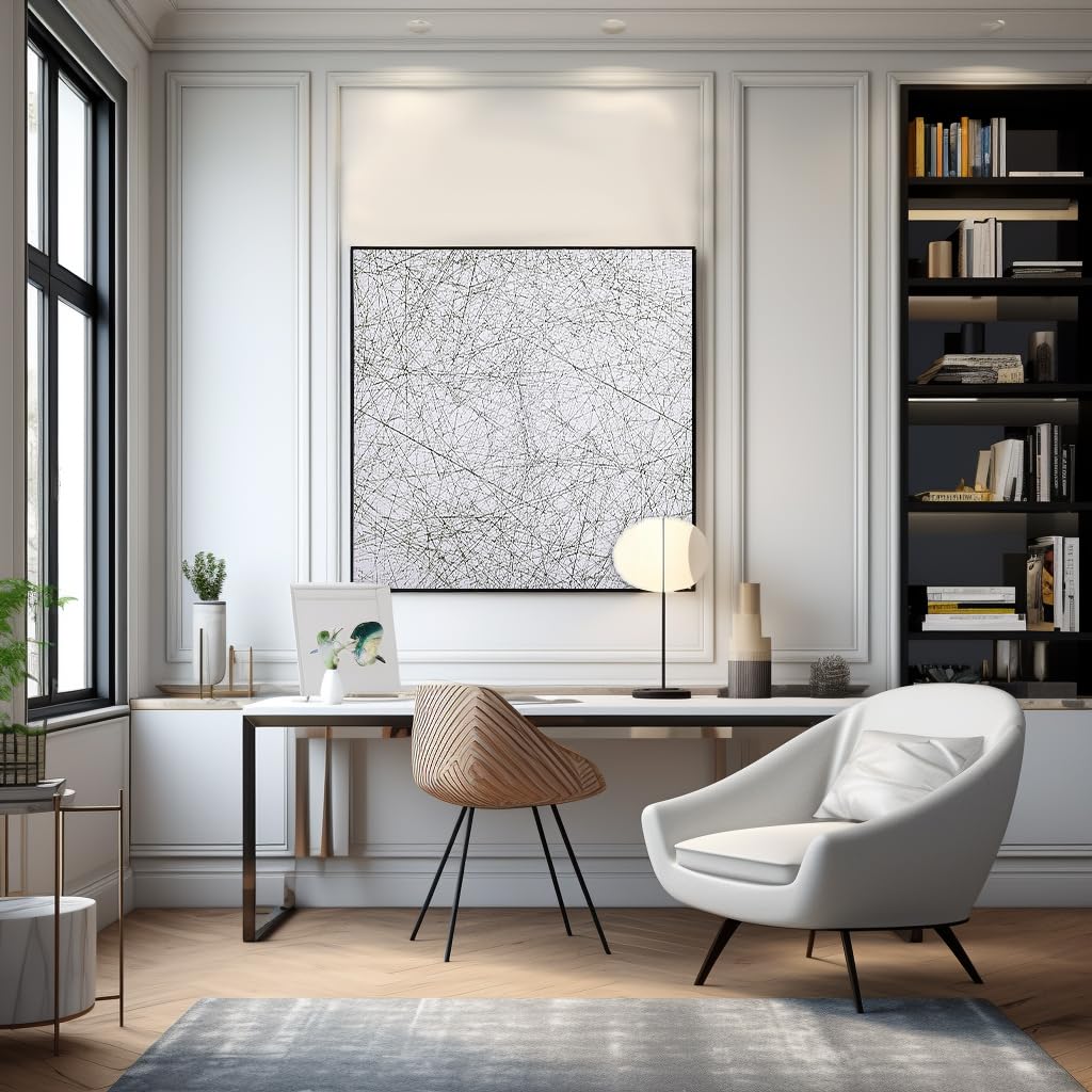 Bgraamiens Puzzle-The Lines -1000 Pieces Black And White Simple Fashion Challenge Blue Board Jigsaw Puzzles