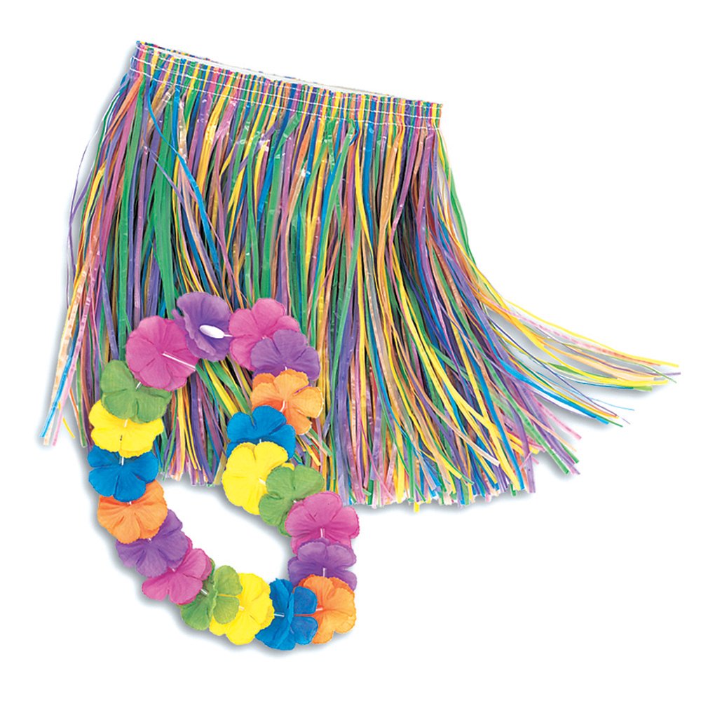 Child Luau Skirt & Lei Set - Vibrant & Tropical Design - Perfect For Parties, Hula Dance, Beach Fun