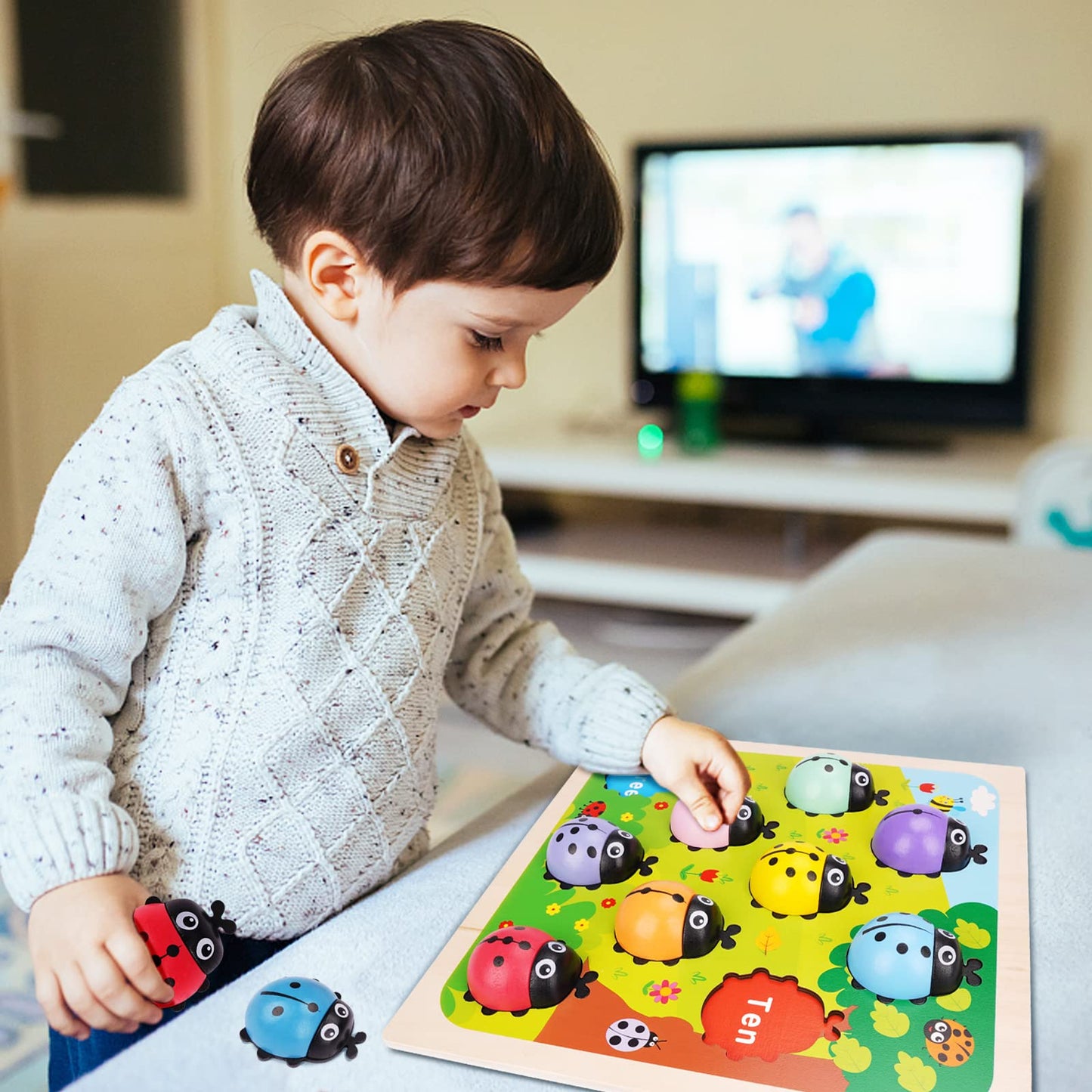 Wooden Counting Ladybugs Montessori Counting Toys For Toddlers Learning Education Toy Ladybugs Puzzle Numbers Matching Preschool