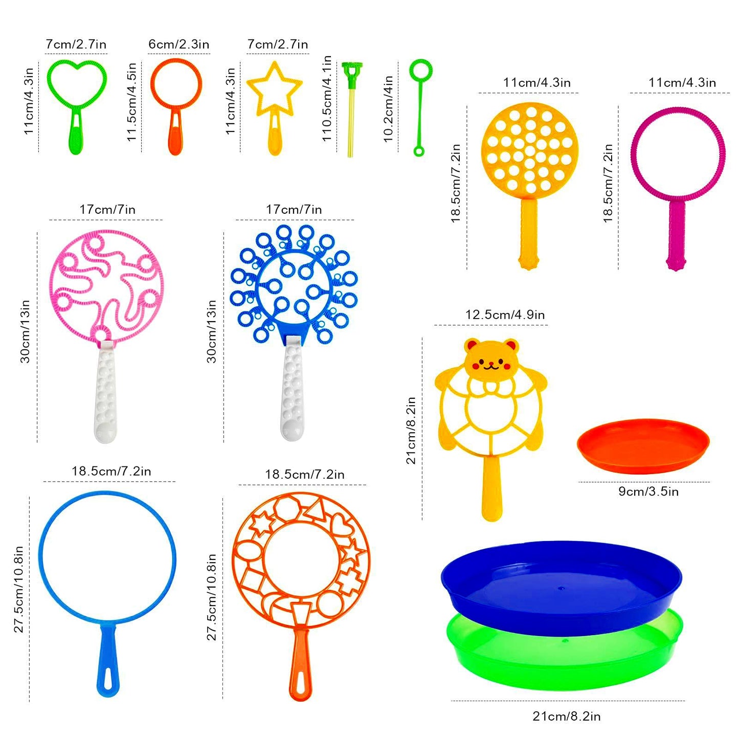 Roberly Bubble Wands Set, 15 Pack Big Bubble Wand Toy Set With Tray Bulk Funny Bubble Making Toys For Kids - Summer Outdoor Bubb