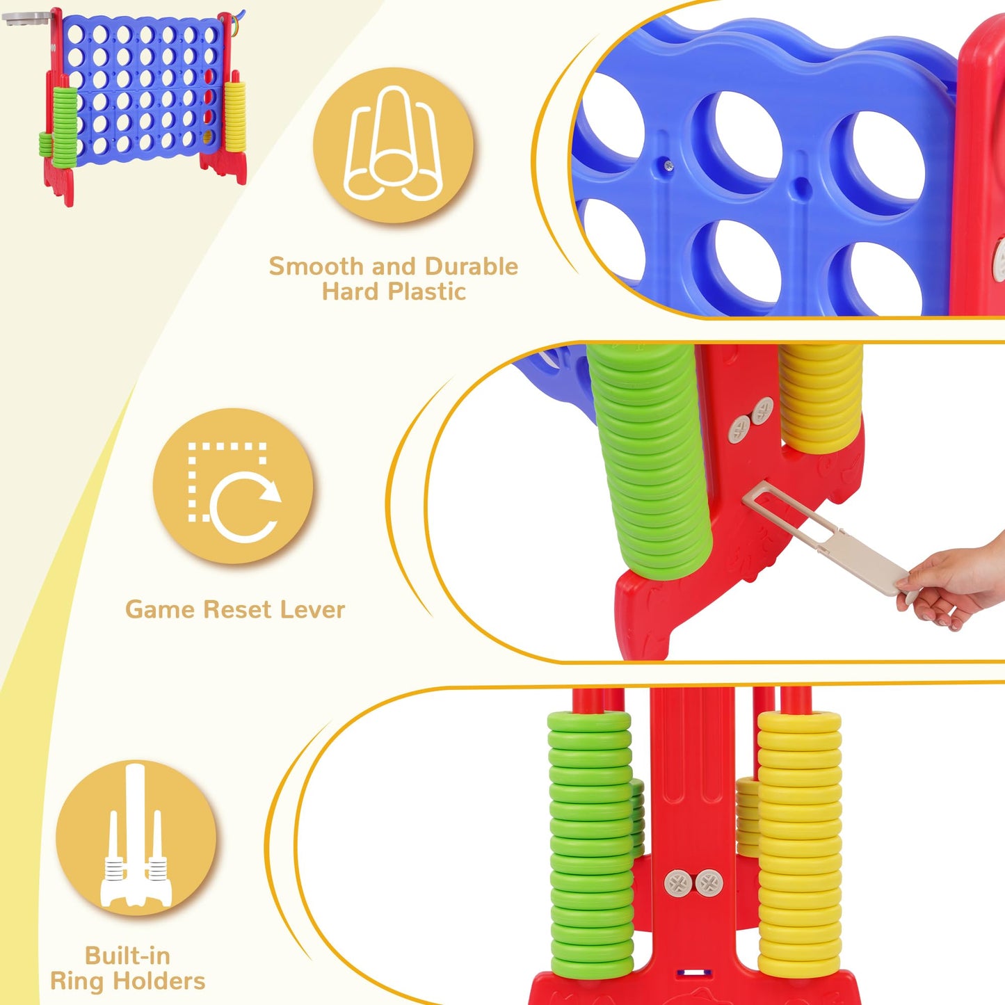 Peekabu Giant 4-In-A-Row Connect Game Outdoor, Jumbo 4-To-Score Yard Games For Kids And Adults With Basketball Hoop Outdoor Part
