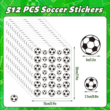 JUMELON 512 Pcs Sports Stickers for Kids - Water-Repellent, Self-Adhesive Soccer Ball Stickers for Water Bottles, Scrapbooks, Sp
