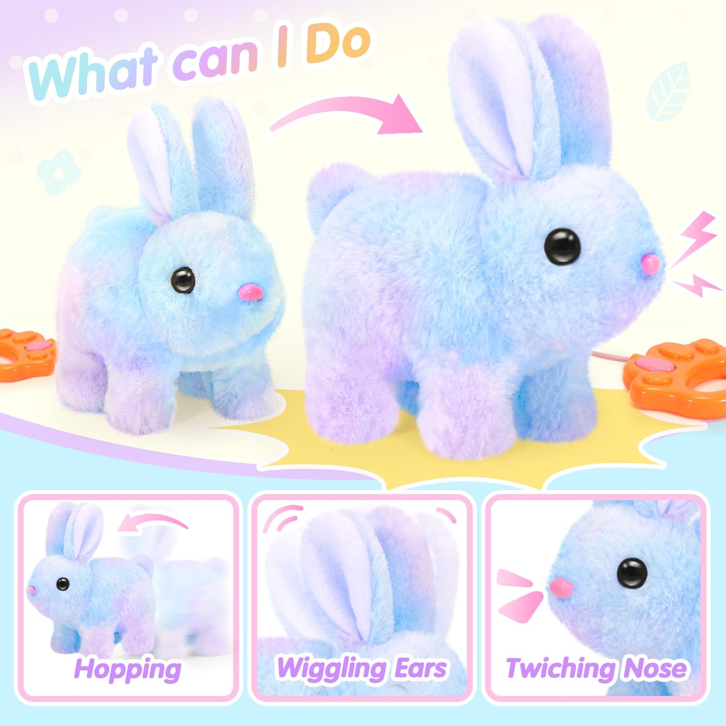 Catchcute Plush Bunny Easter Toys For Kids,Interactive Bunny With Sounds,Can Walk And Wag Tail With Remote Control Leash,Easter