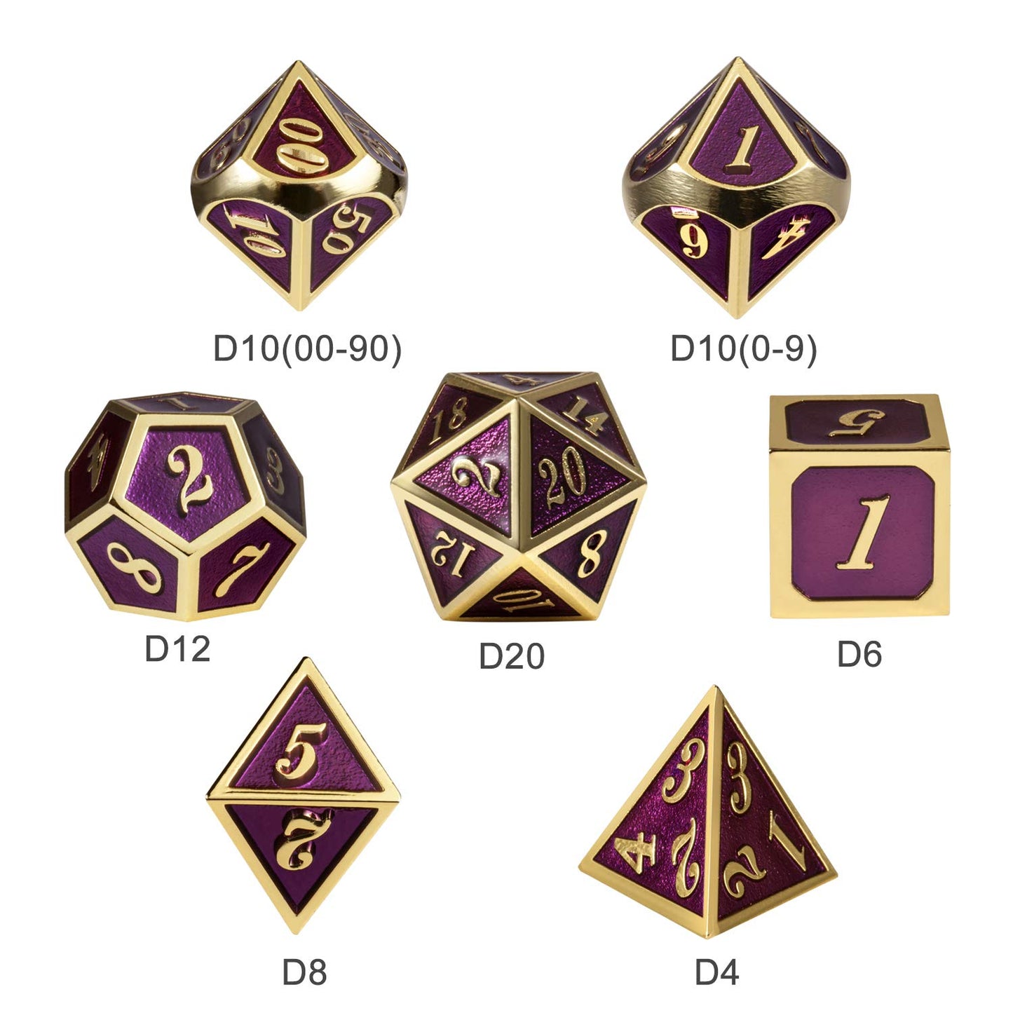 DnDnD Table Game Metal Dice Set, 7PCS D&D Metal Die with Metal Gift Box for Tabletop Games Dungeons and Dragons Dice (Dark Purpl