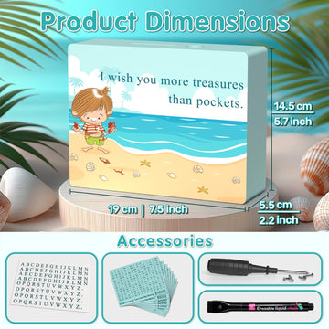 Personalized Cash Vault Wooden Savings Box 10000 With 8 Targets($500-5000),Reusable Money Saving Box For Cash 10000 With Easy-Pu