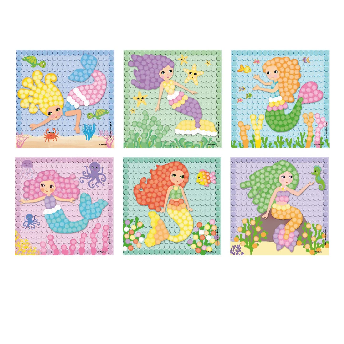 Playmais Mosaic Dream Mermaid Creative Craft Kit For Girls & Boys From 5 Years | 2300 6 Mosaic Templates With Lovely Mermaids | Stimulates Creativity & Motor Skills | Natural Toy