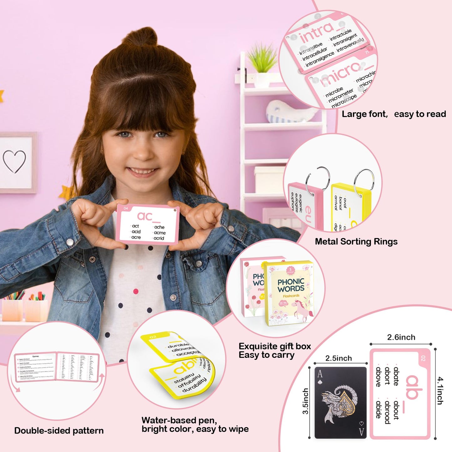 Wjpc 232 Set Phonics Suffix Prefix Words Flash Cards,Sigh Words Flash Cards, Phonics Flash Cards For 7,8,9,10,11,12 Years 2Nd, 3Rd, 4Th, 5Th Grade Boys&Girls&Kids Learning Writing Reading