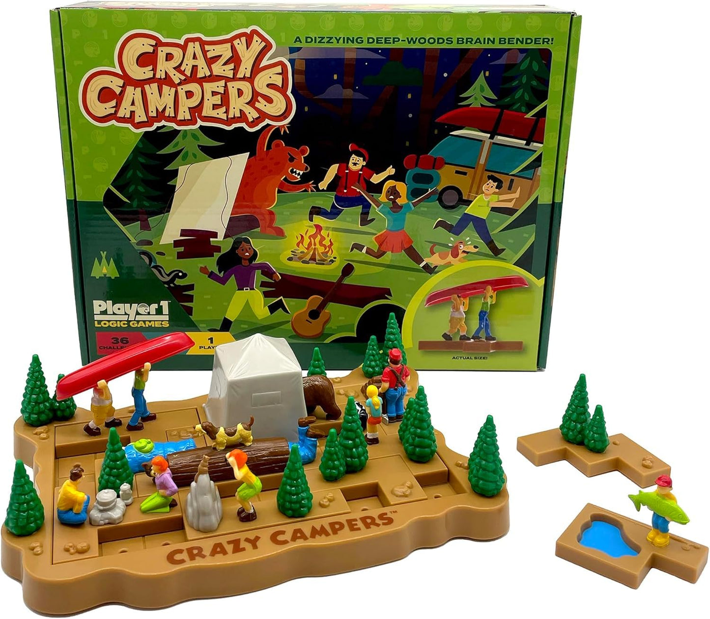 Crazy Campers Logic Puzzle Game – 36 Single-Player Challenges, Kids & Adults, Difficulty Easy To Expert, Travel-Friendly, Brain-Building Fun, Ages 8+
