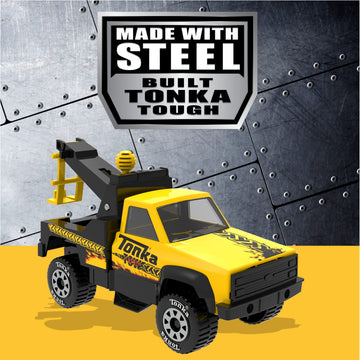 Tonka Steel Classics, Tow Truck - Made with Steel and Sturdy Plastic, Yellow Friction Powered, Boys and Girls, Toddlers Ages 3+,