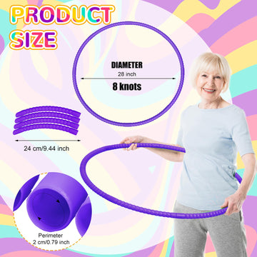Poen 10 Pcs Exercise Hoop Adjustable Detachable Plastic Toy Hoop Colored Hoop Circles Playground Toys For Gymnastics Games Dog Agility Equipment Party Decor, 28 Inch (Purple)