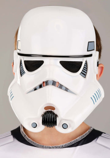 Star Wars Stormtrooper QUALUX Costume (Child) - Qualux Jumpsuit with 3D Half Mask - Size Large White