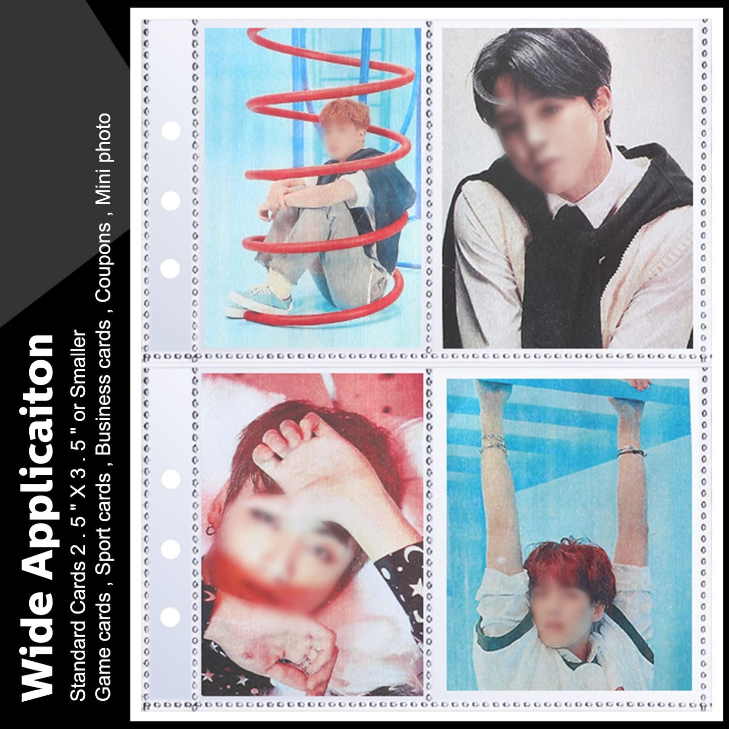 60 Pcs Binder Pockets Clear 4/2/1 Pockets A5 Binder Card Sleeves Pouch Photo Album Page Document Folder Trading Card For 6 Ring