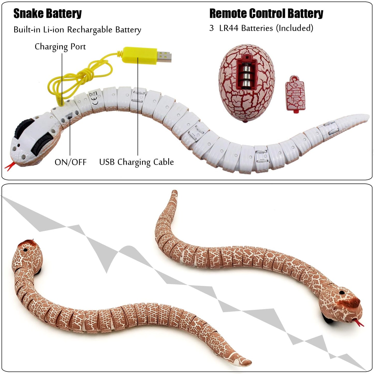 Tipmant Realistic Remote Control Snake Rc Animal Toy Crawling Electric Electronic Battery Powered Honored For Kids Cat Halloween
