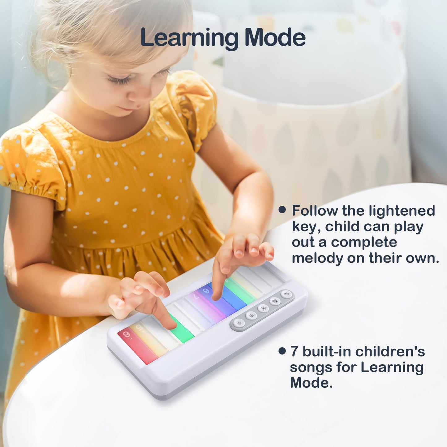 Foki Baby Piano Toy, Light Up Music Travel Kindergarten Toys Kids Mini Keyboard Preschool Learning Musical Pocket Piano For Baby