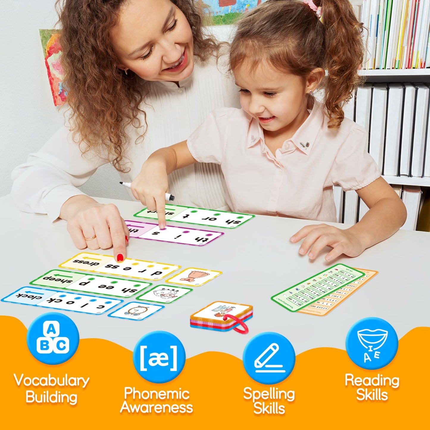 Kasfalci Blends & Digraphs Cards,Phonics Games,Speech Therapy Toys For Toddlers Kids,Learn To Read,Spelling Reading Learning Sig
