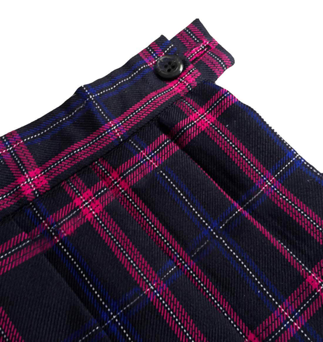 Girl`S School Uniform Skirt Plaid A Line Cosplay Costumes (S, Black Mixed Rose Blue)