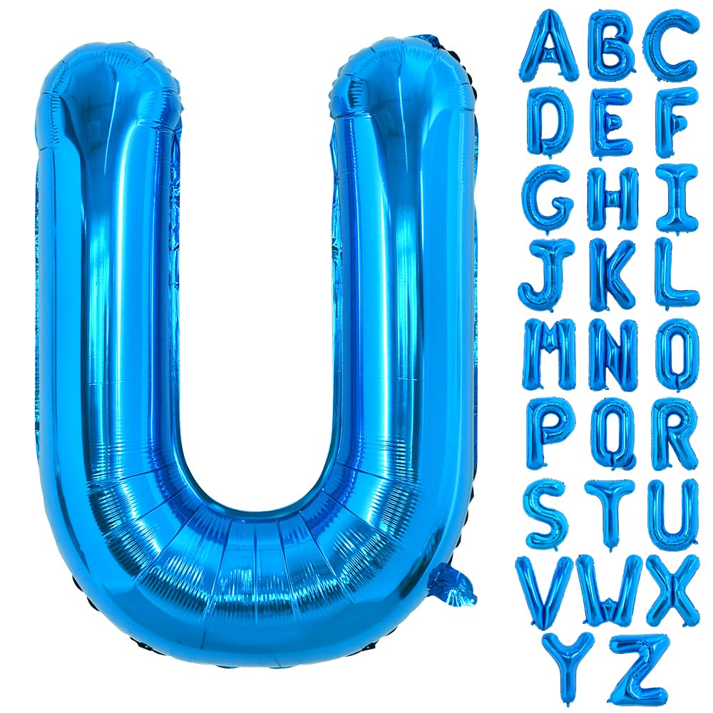 Toniful 40 Inch Large Blue Letter U Balloons Giant Alphabet Letter Balloons,Foil Mylar Big Balloons For Birthday Party Anniversa