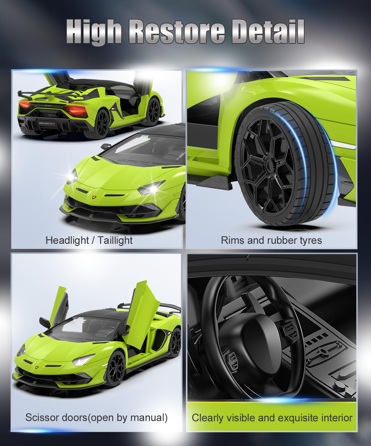 AEROQUEST Lamborghini Remote Control Car, Officially Licensed 1:14 Lambo RC Car 7.4V 500mAh with 15km/h Fast Model Car Toys for