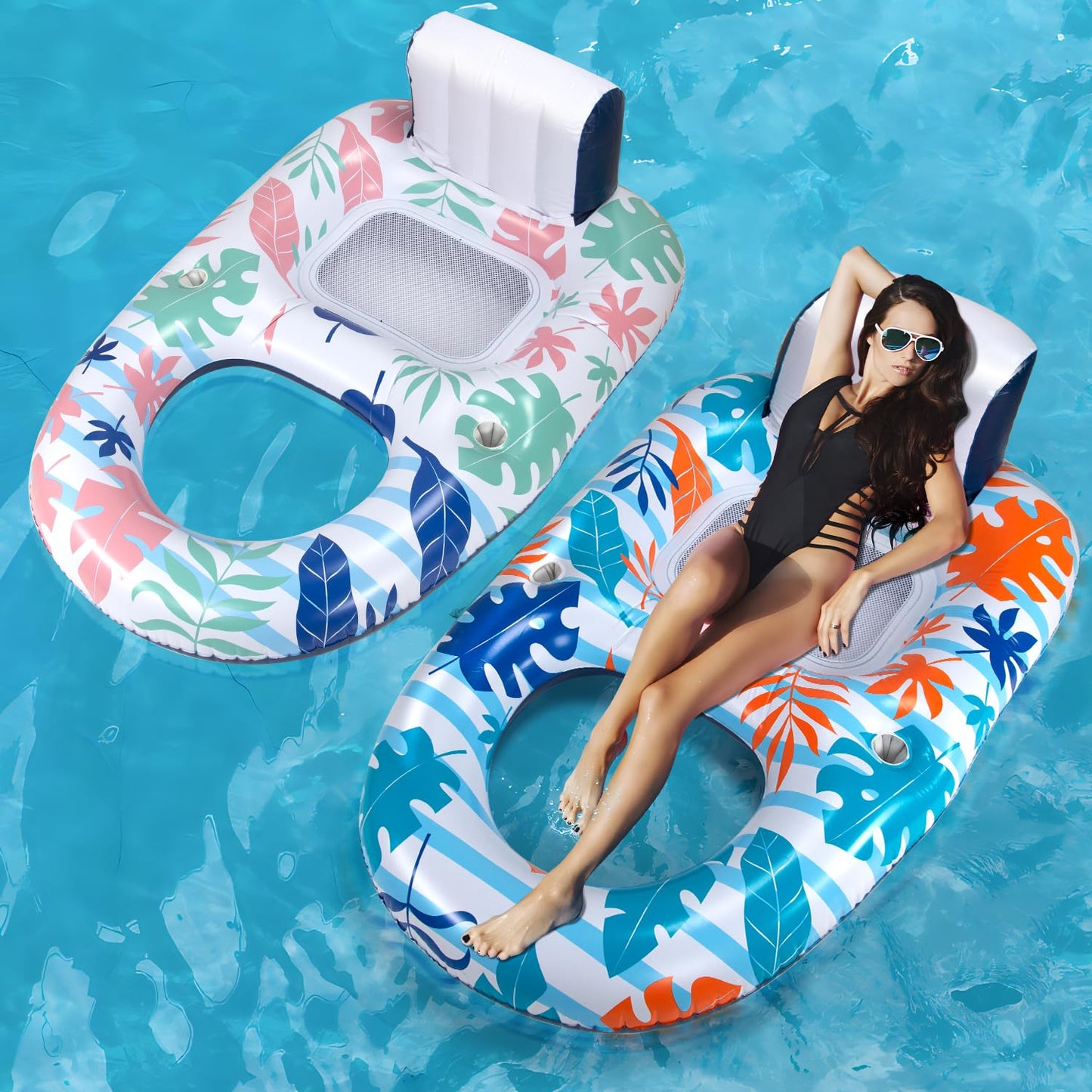 OOOPSIUN 2 Pack Inflatable Pool Floats Lounger Adult - Water Swimming Pool Float Lounge Raft for Pool Party Supplies/Beach/Lake/