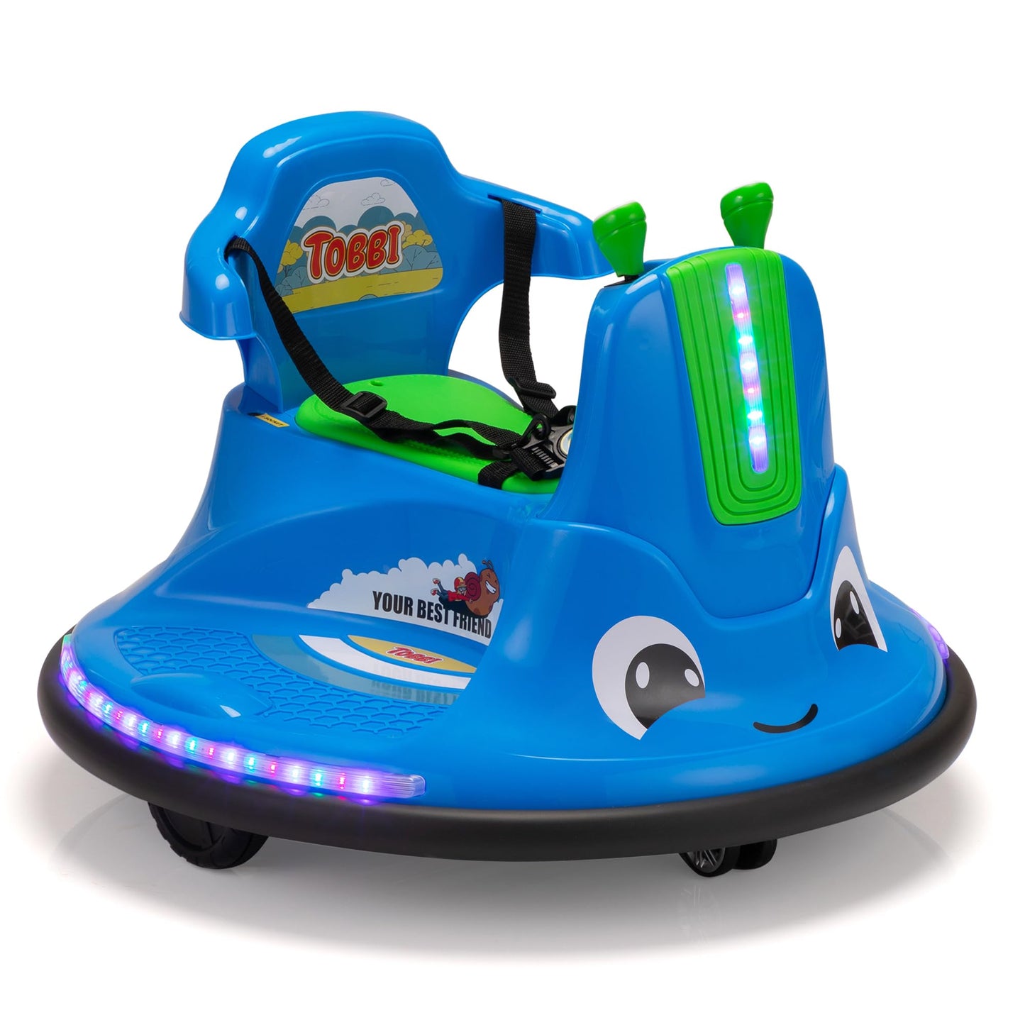 Tobbi Snail Baby Bumper Car, 12V Kids Electric Ride On Toy With Remote Control/Children Diy Funny Stickers/360 Degree Spin For T